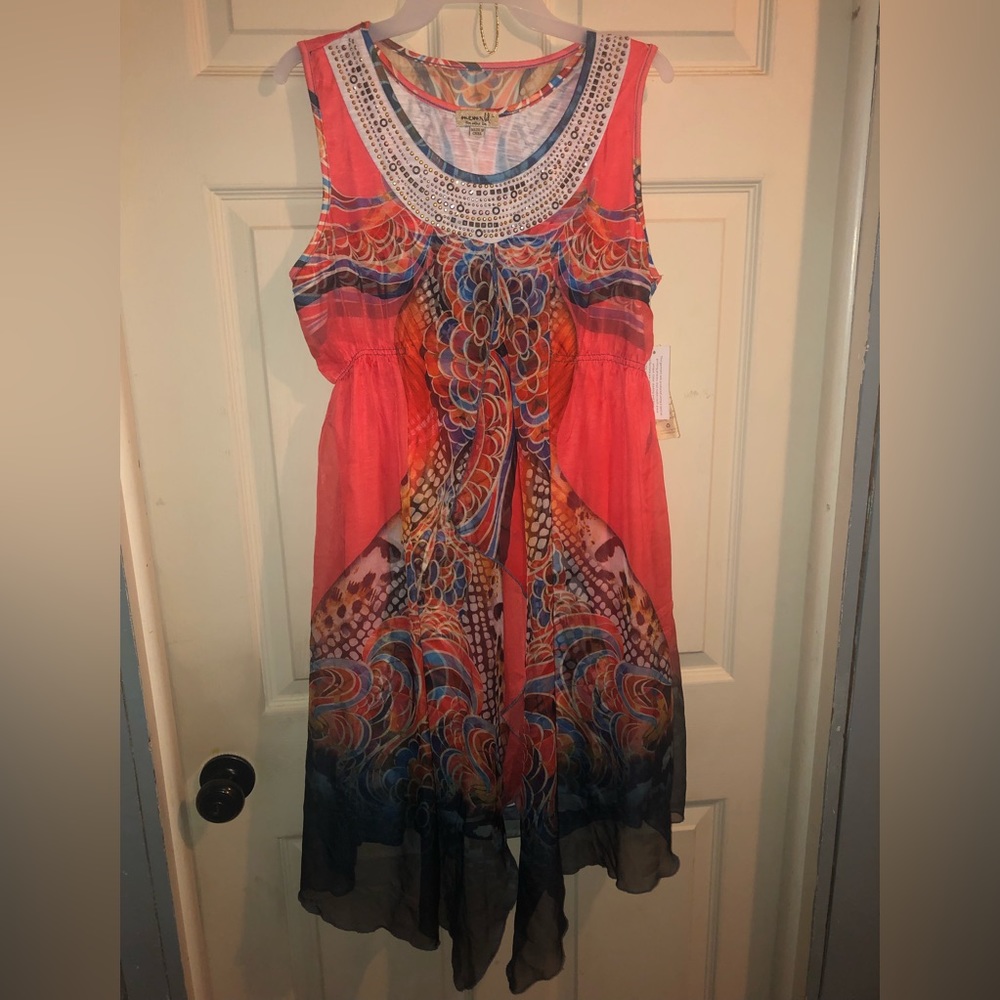 - One World Live and Let Live size L dress,sleeveless, boho , midi. NWT